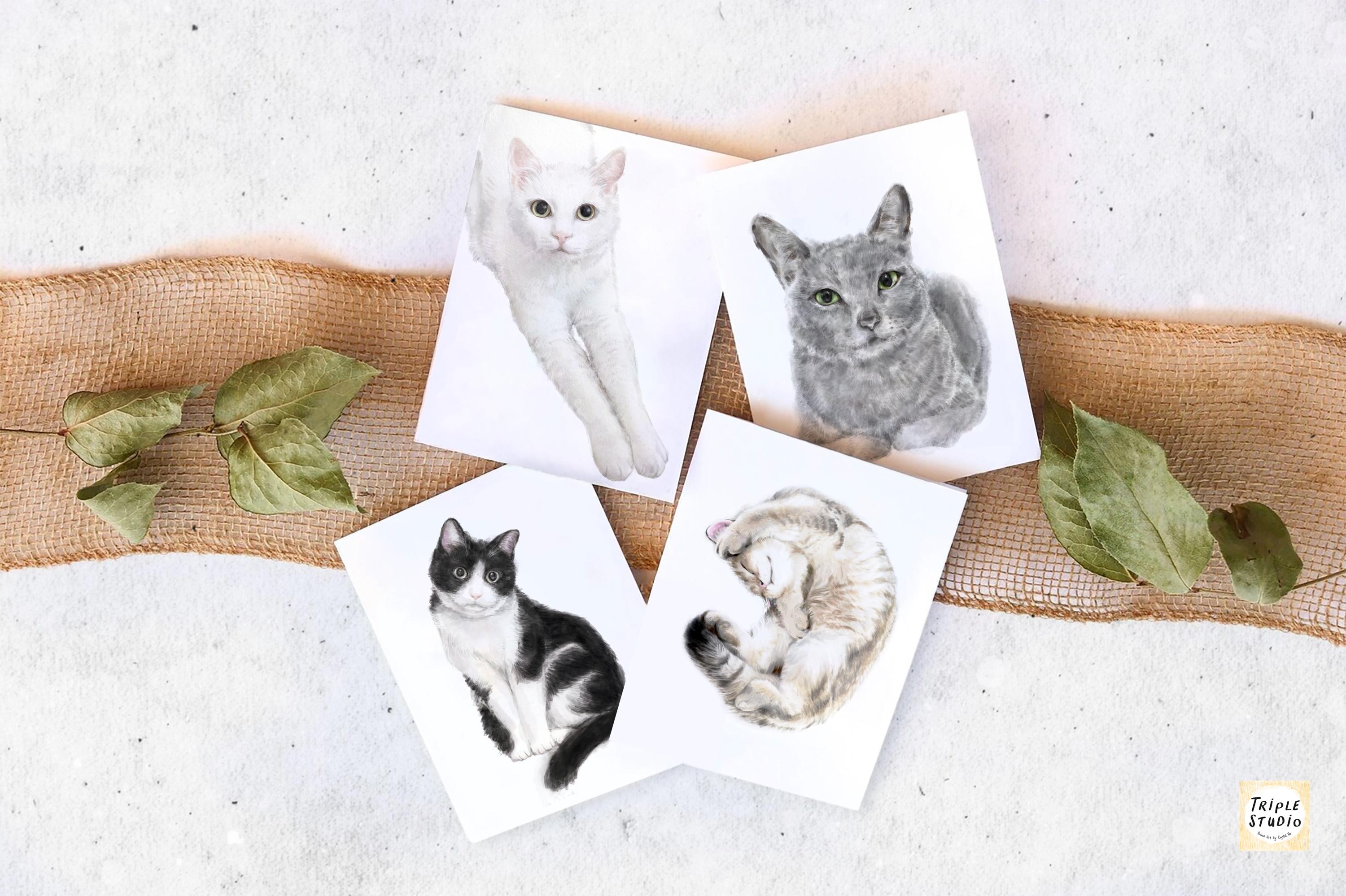 Take it Slow Greeting Card – Gray Cat Blank Note Card, Frameable Watercolor Grey Cat 4x6" Art Print, Mindfulness Encouragement Stationery