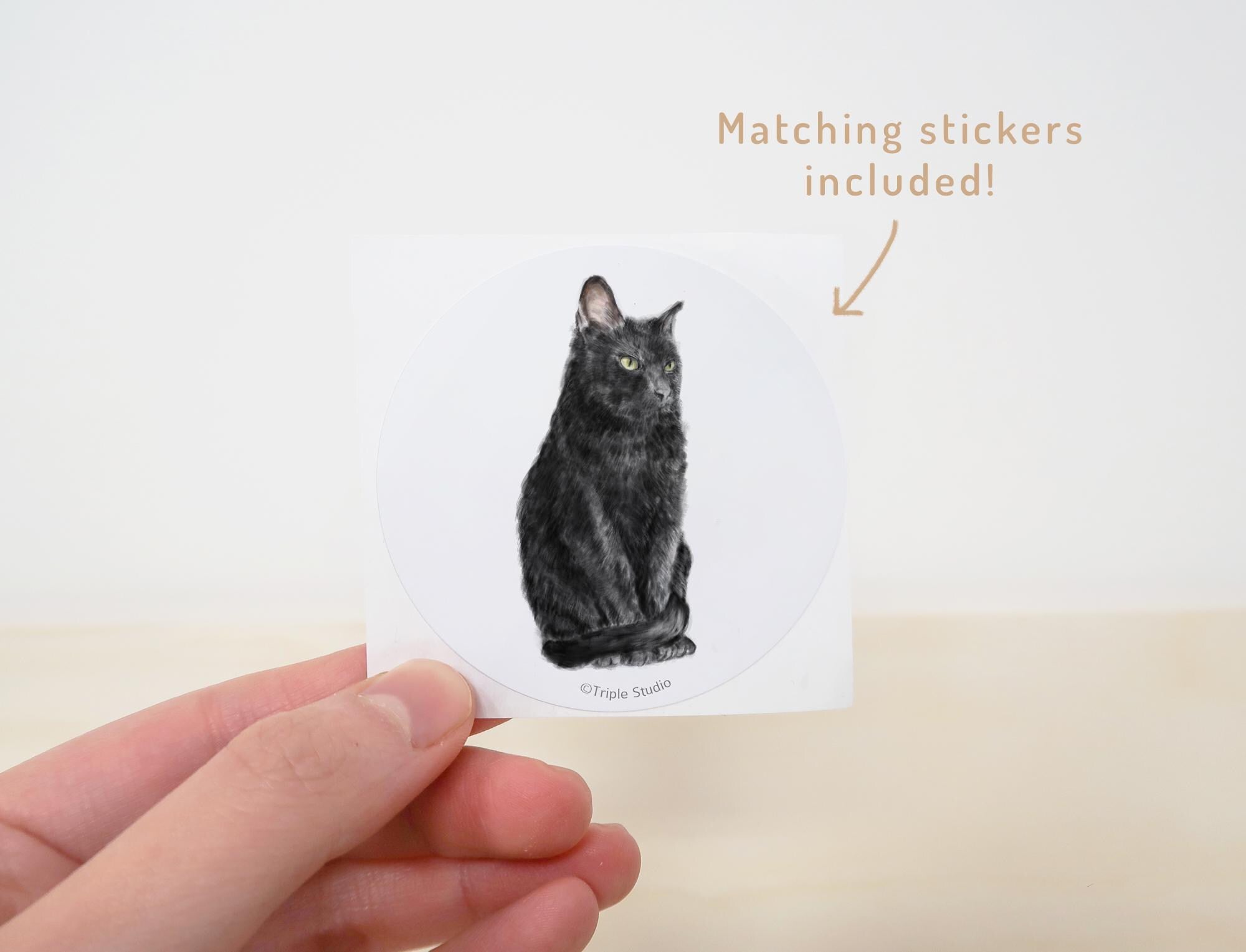 Black Cat Blank Card – 4x6” Watercolor Art Print, Frameable Greeting Card for Cat Lovers