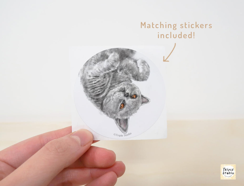 Grey Shorthair Cat Blank Card – 4x6” Watercolor Art Print, Frameable Greeting Card for Cat Lovers