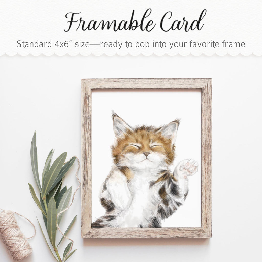 Self Care Slow Living - Dream big. Nap often. Sleeping Tabby Cat Greeting Card – 4x6” Blank Note Card, Frameable Watercolor Cat Art Print