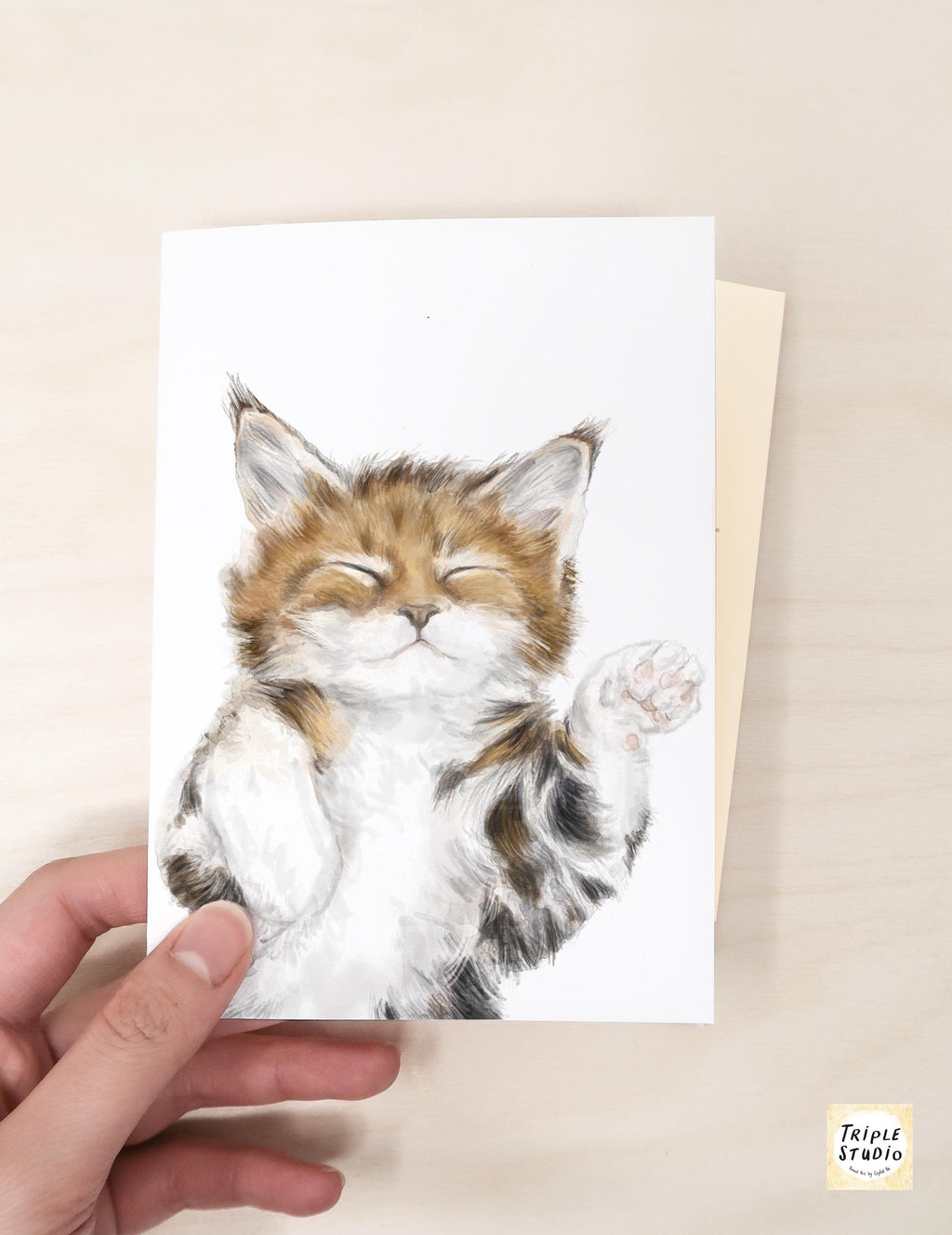 Self Care Slow Living - Dream big. Nap often. Sleeping Tabby Cat Greeting Card – 4x6” Blank Note Card, Frameable Watercolor Cat Art Print