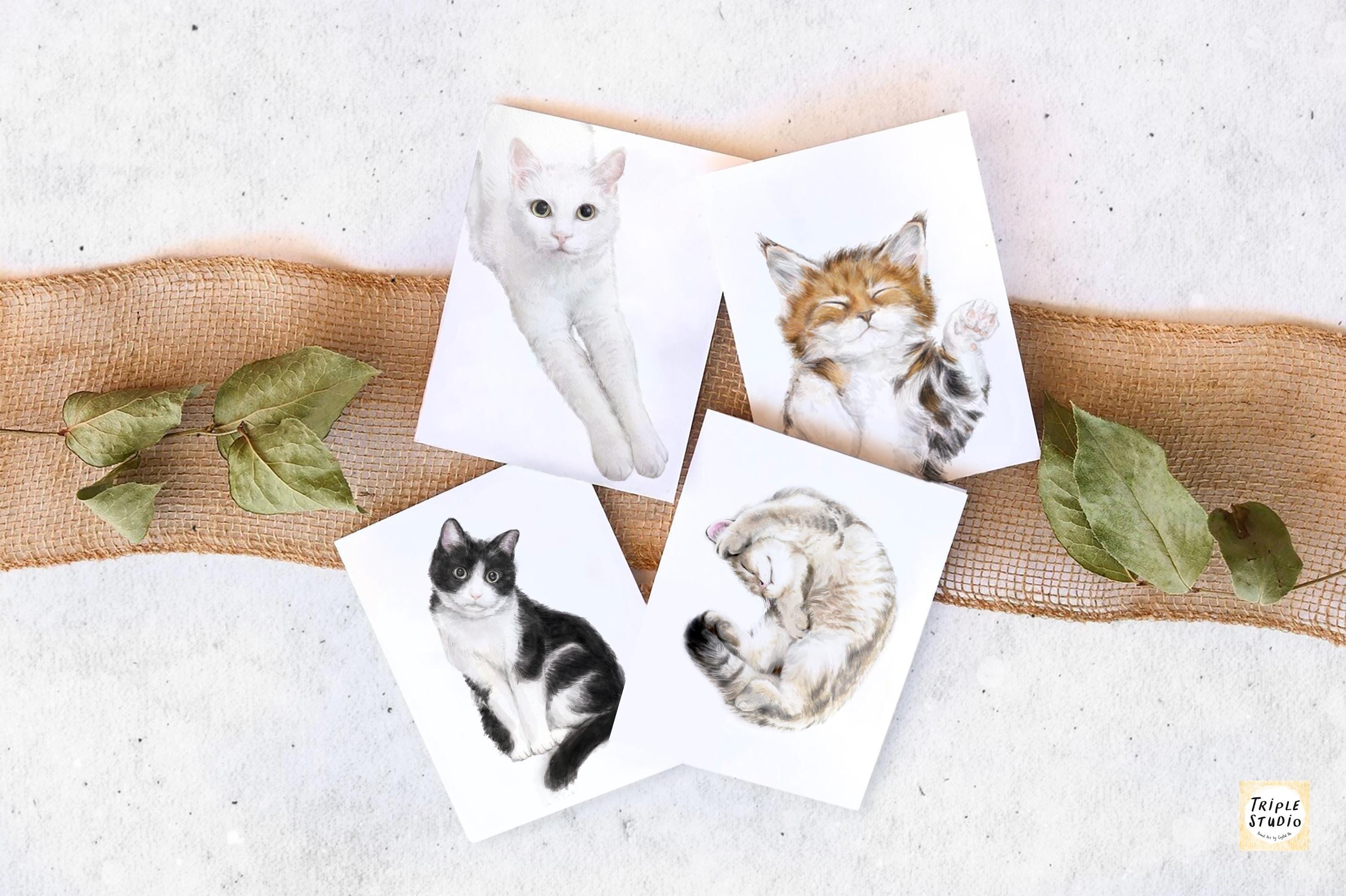 Self Care Slow Living - Dream big. Nap often. Sleeping Tabby Cat Greeting Card – 4x6” Blank Note Card, Frameable Watercolor Cat Art Print