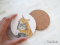 Cats in Love Coaster, Introvert and Extrovert Cats, Couple Gift for Anniversary, Wedding, Kitten Kitchen Organizer, Cork Backed Drink Mat