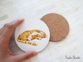 Orange Cat Coaster for Home Office, Cork Backed Coffee Table, Ginger Tabby Art, Kitten Lover, Desk Organizer Housewarming Gift