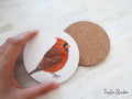 Red Cardinal Coaster, Coffee Table Decor, Watercolor Bird Art, Winter Kitchen New Apartment