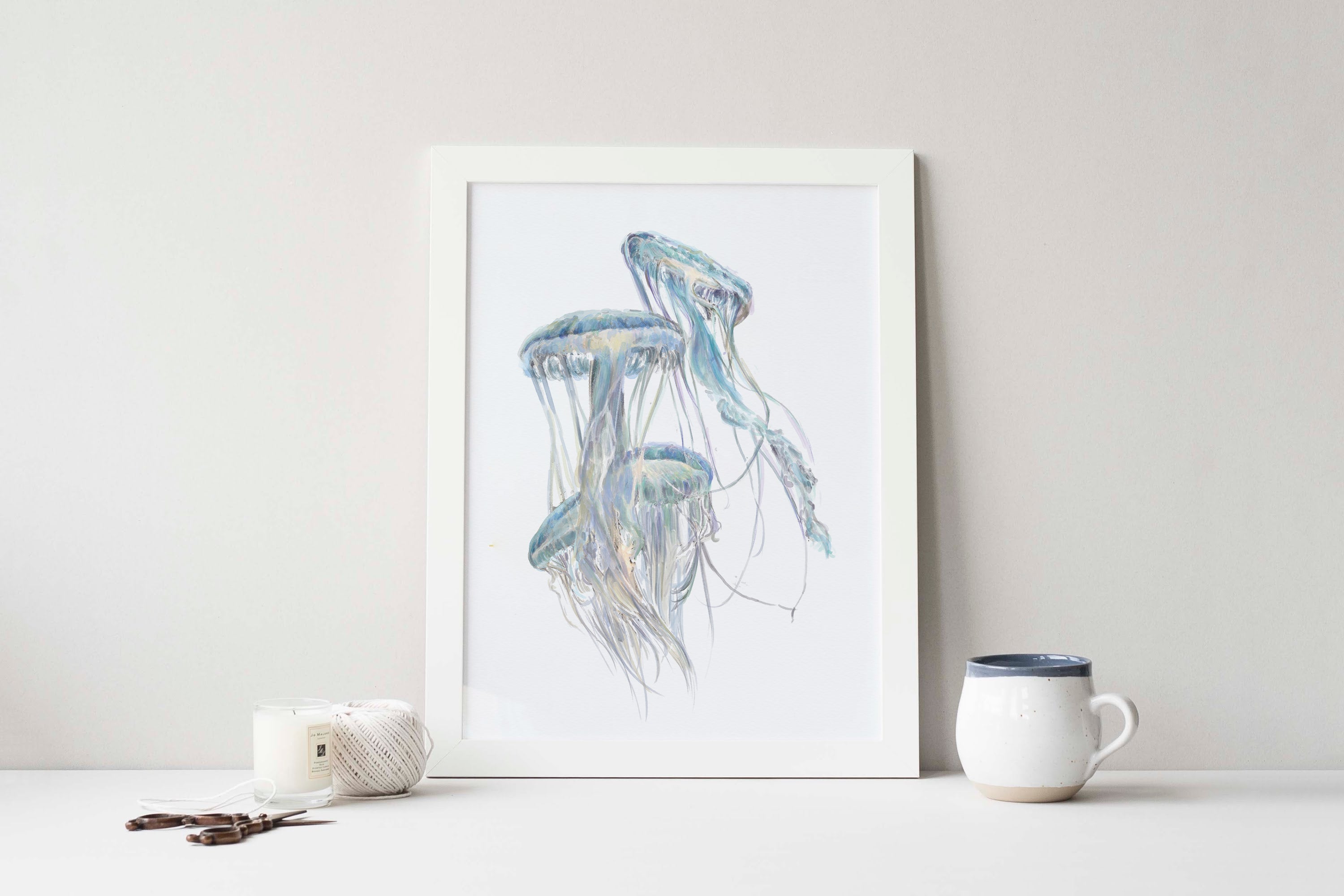 Jellyfish Wall Art | Modern Ocean Watercolor Painting