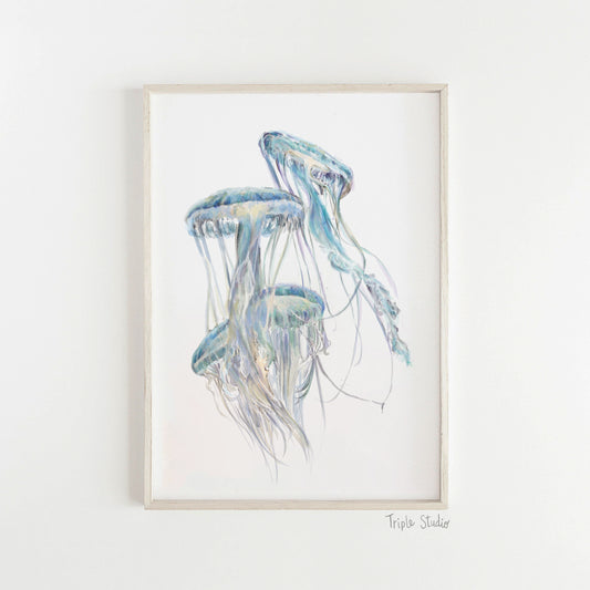 Jellyfish Wall Art | Modern Ocean Watercolor Painting