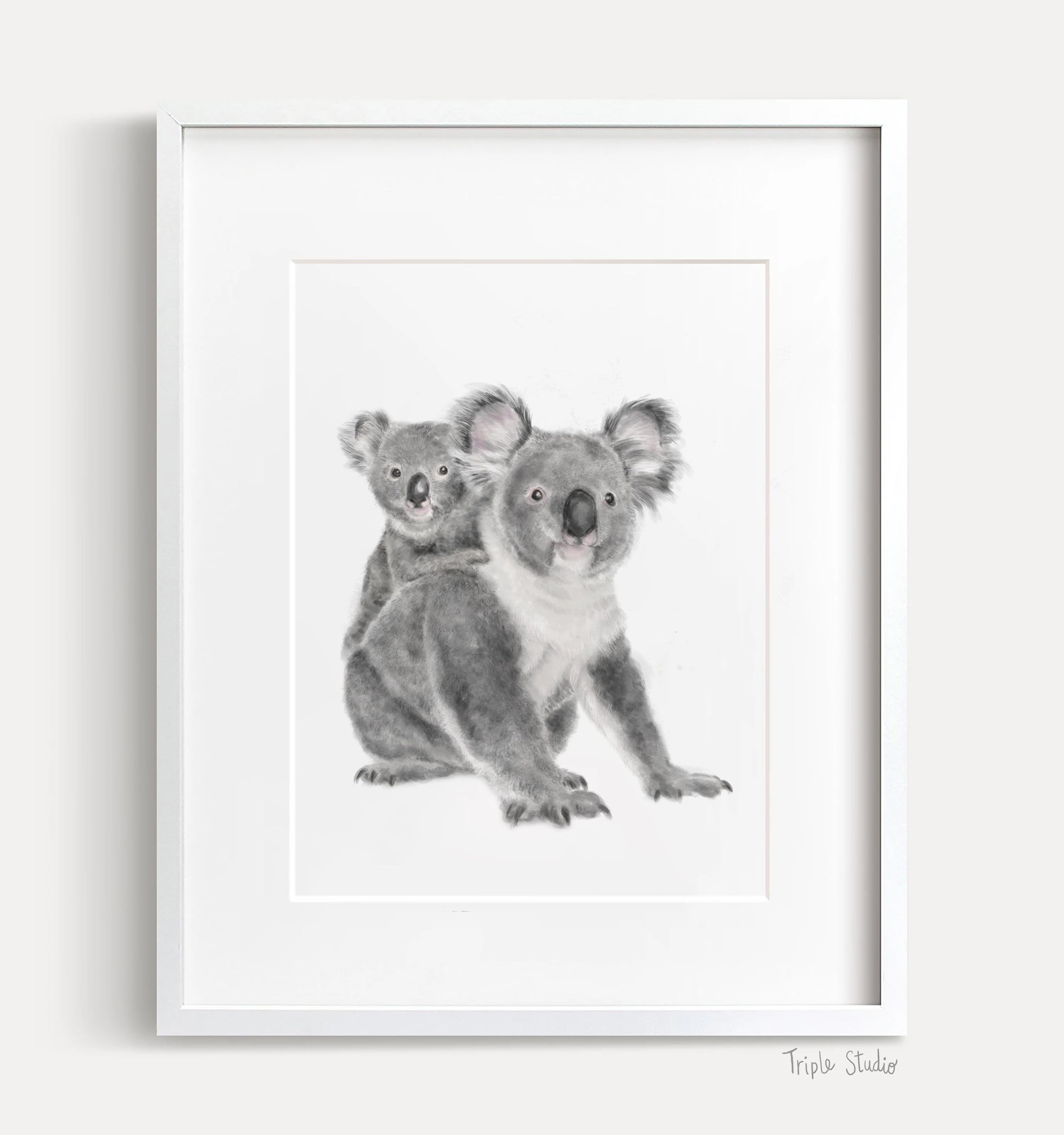 Baby Koala Joey and Mom Wall Art