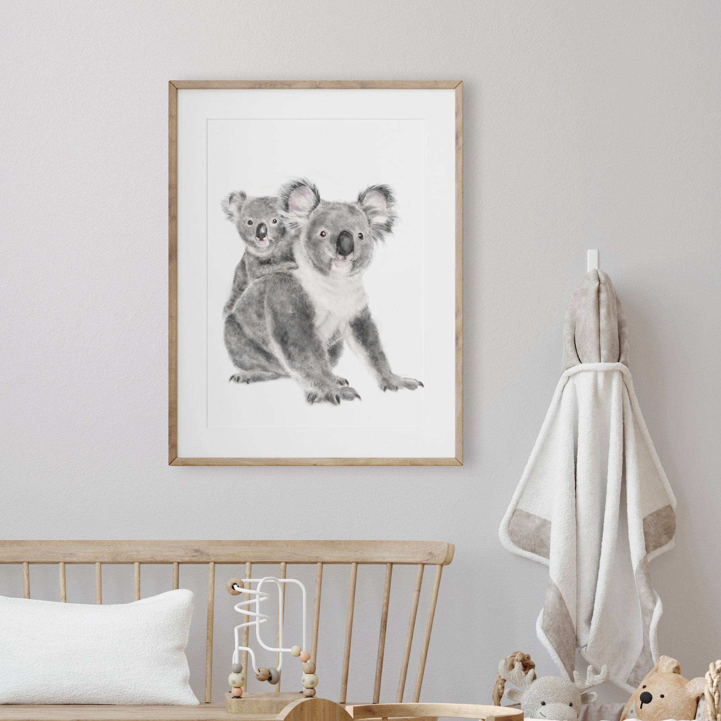 Baby Koala Joey and Mom Wall Art