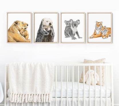 Lion Mom and Baby Art Print