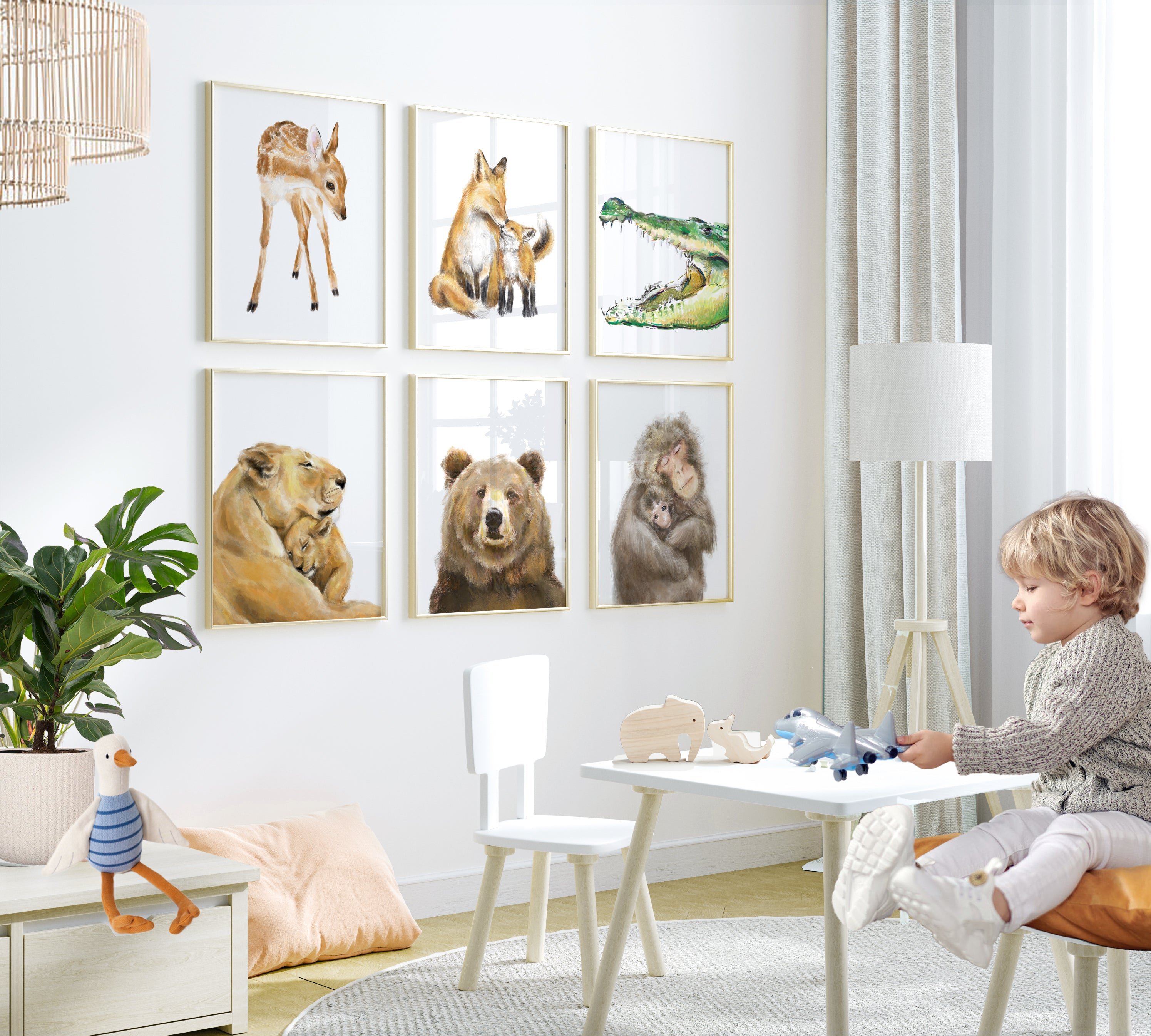 Lion Mom and Baby Art Print