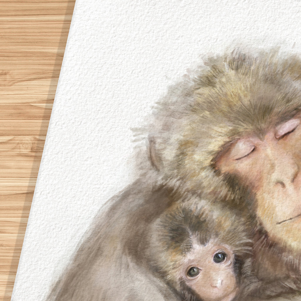 Baby Monkey and Mother Art Print