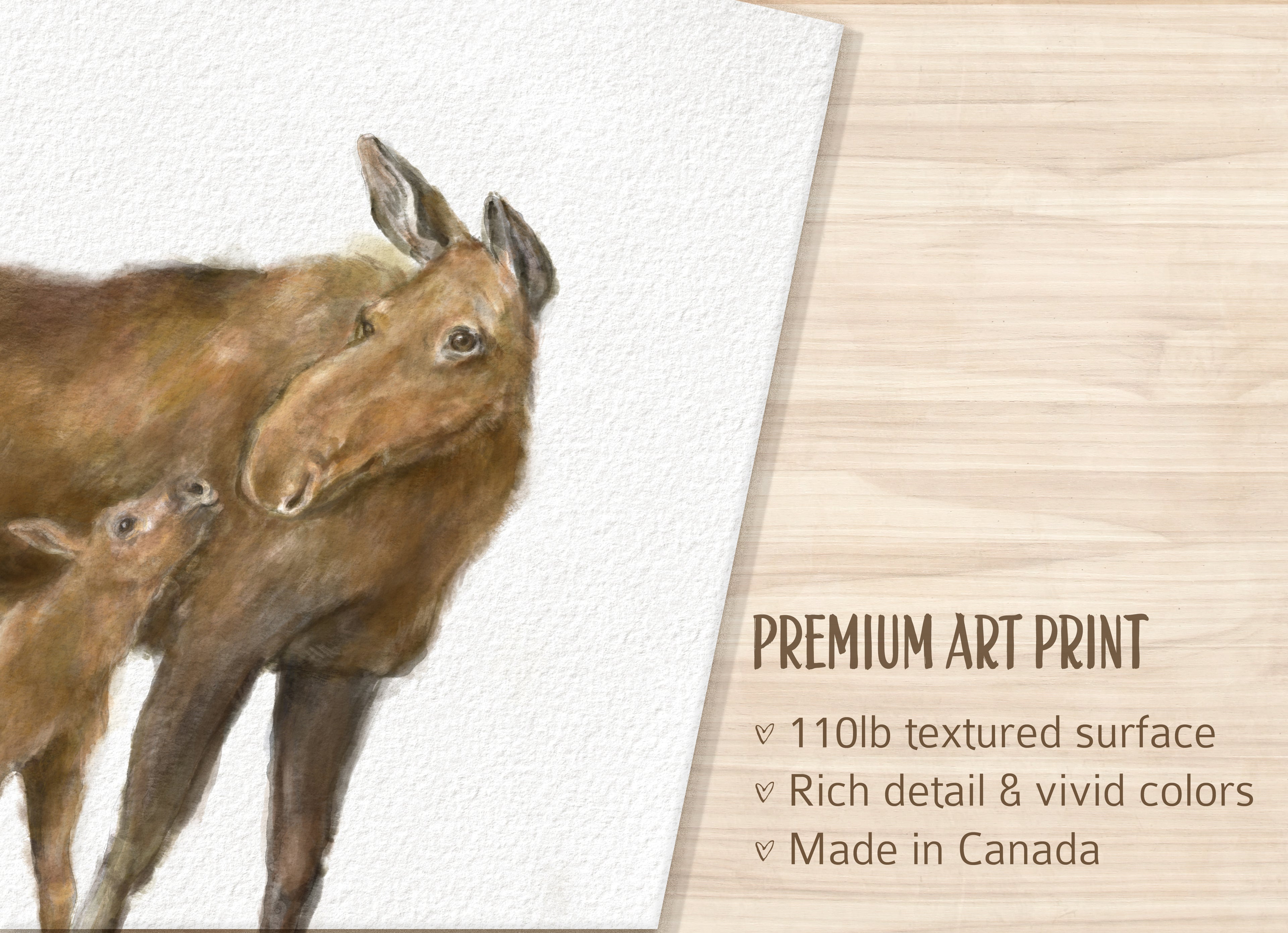 Baby Moose and Mom Wall Art Print