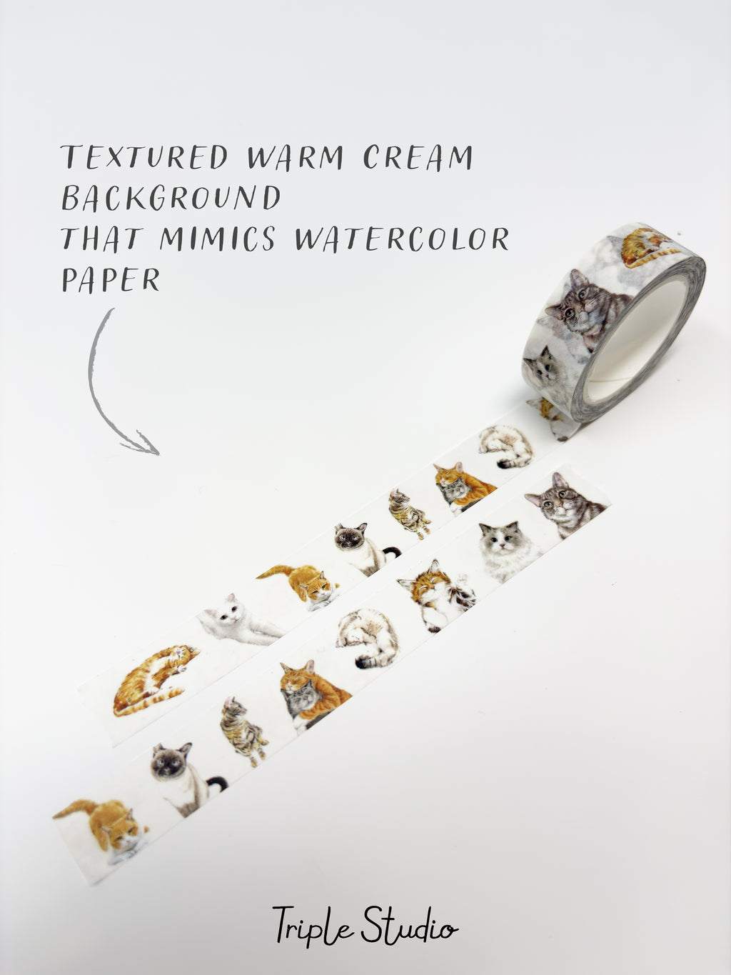 Watercolor Cat Washi Tape Set (2 Rolls) – Ginger Orange & White Cats
