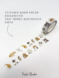 Watercolor Cat Washi Tape Set (2 Rolls) – Ginger Orange & White Cats