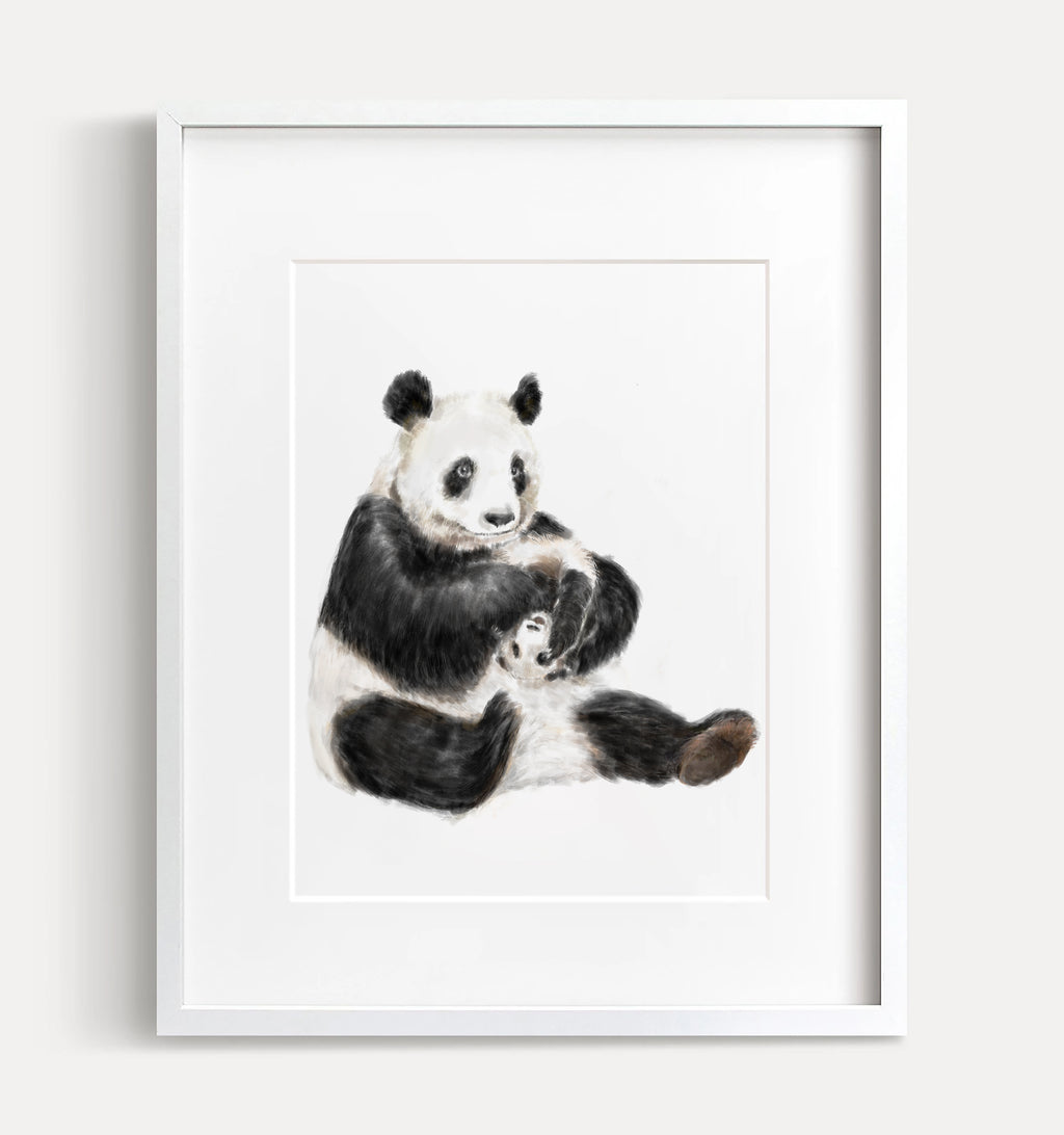 Panda Mom and Cub Art Print