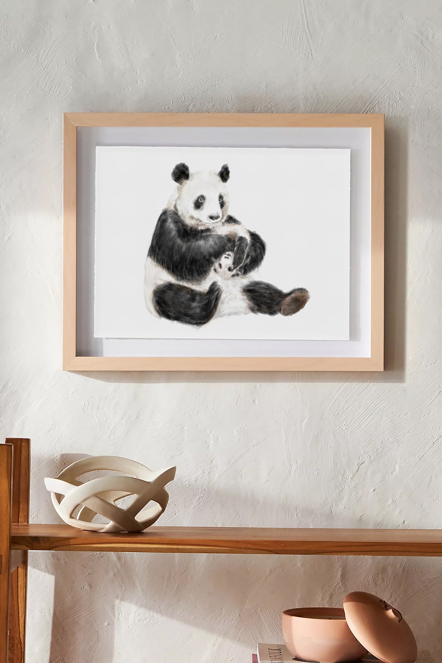 Panda Mom and Cub Art Print