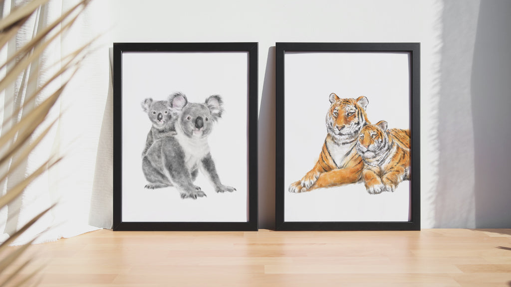 Tiger Mom and Baby Art Print