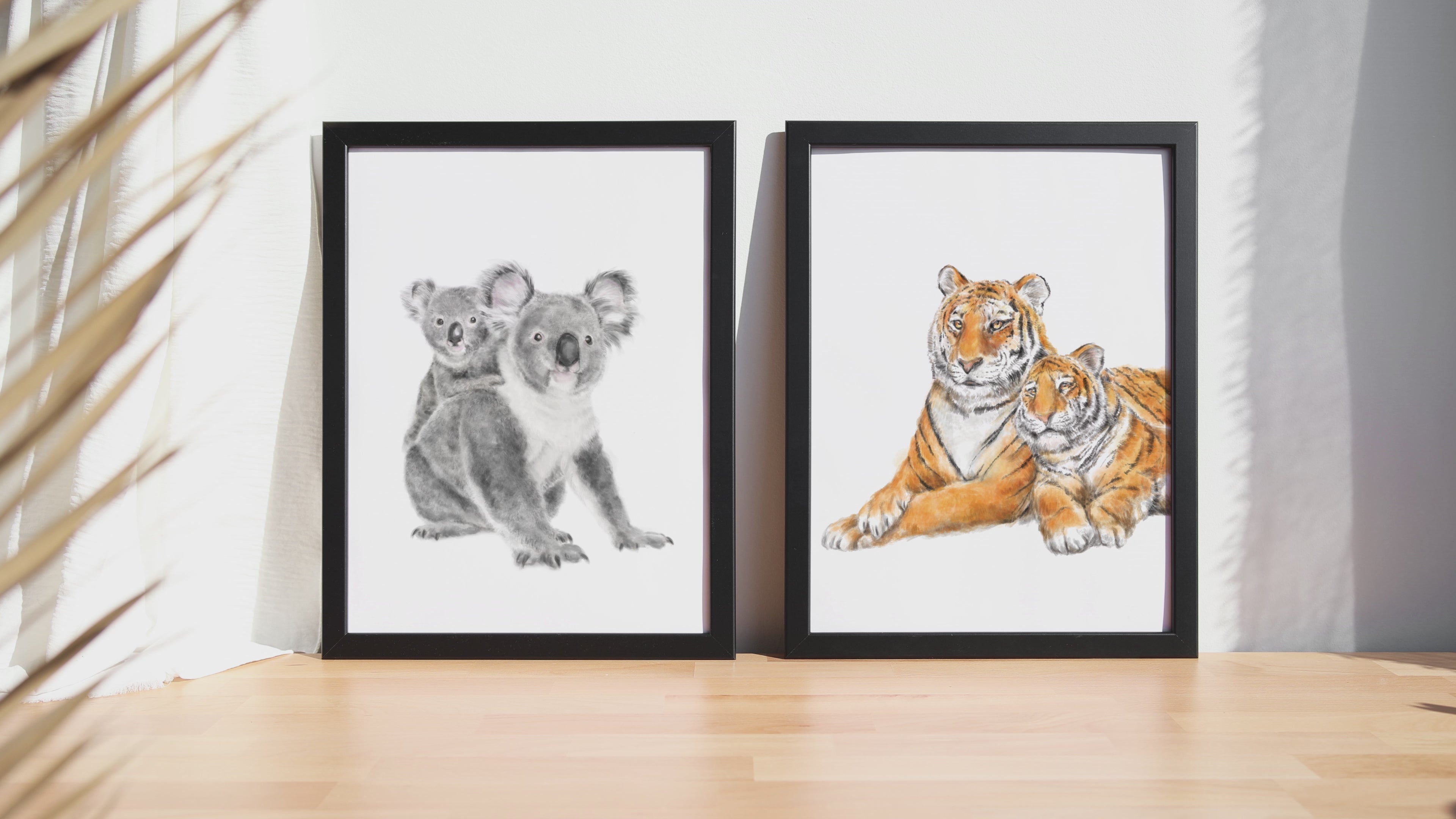 Tiger Mom and Baby Art Print