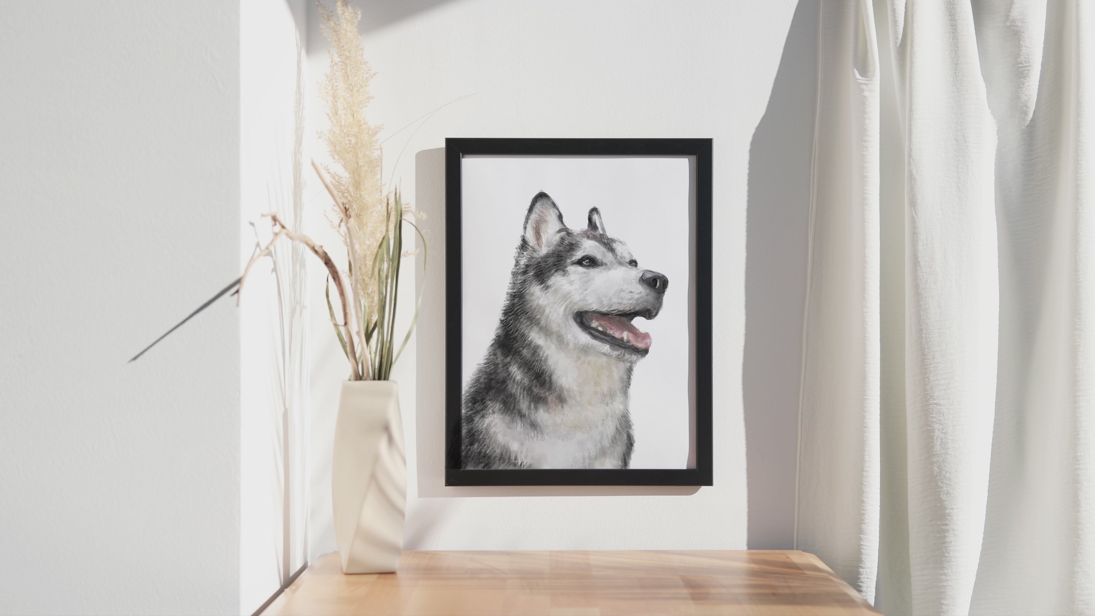 Husky Watercolor Painting | Modern Dog Wall Art