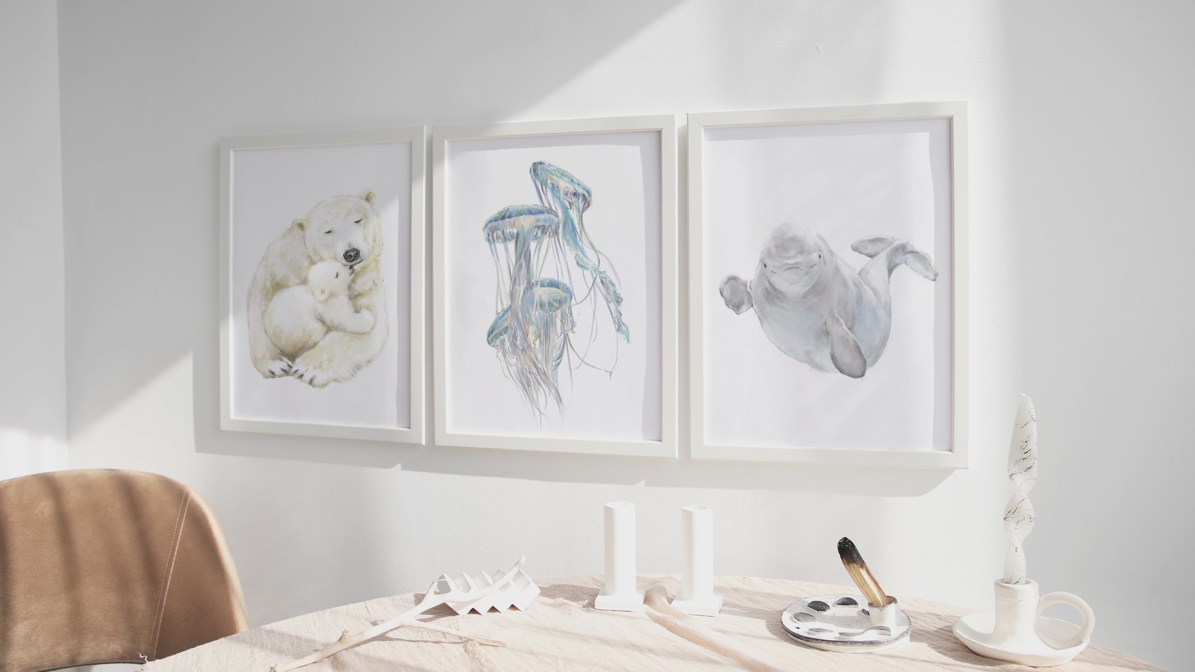 Baby Beluga Watercolor Art Print