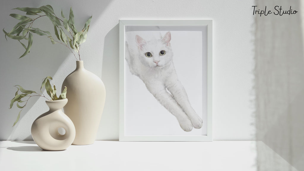 White Cat Art Print