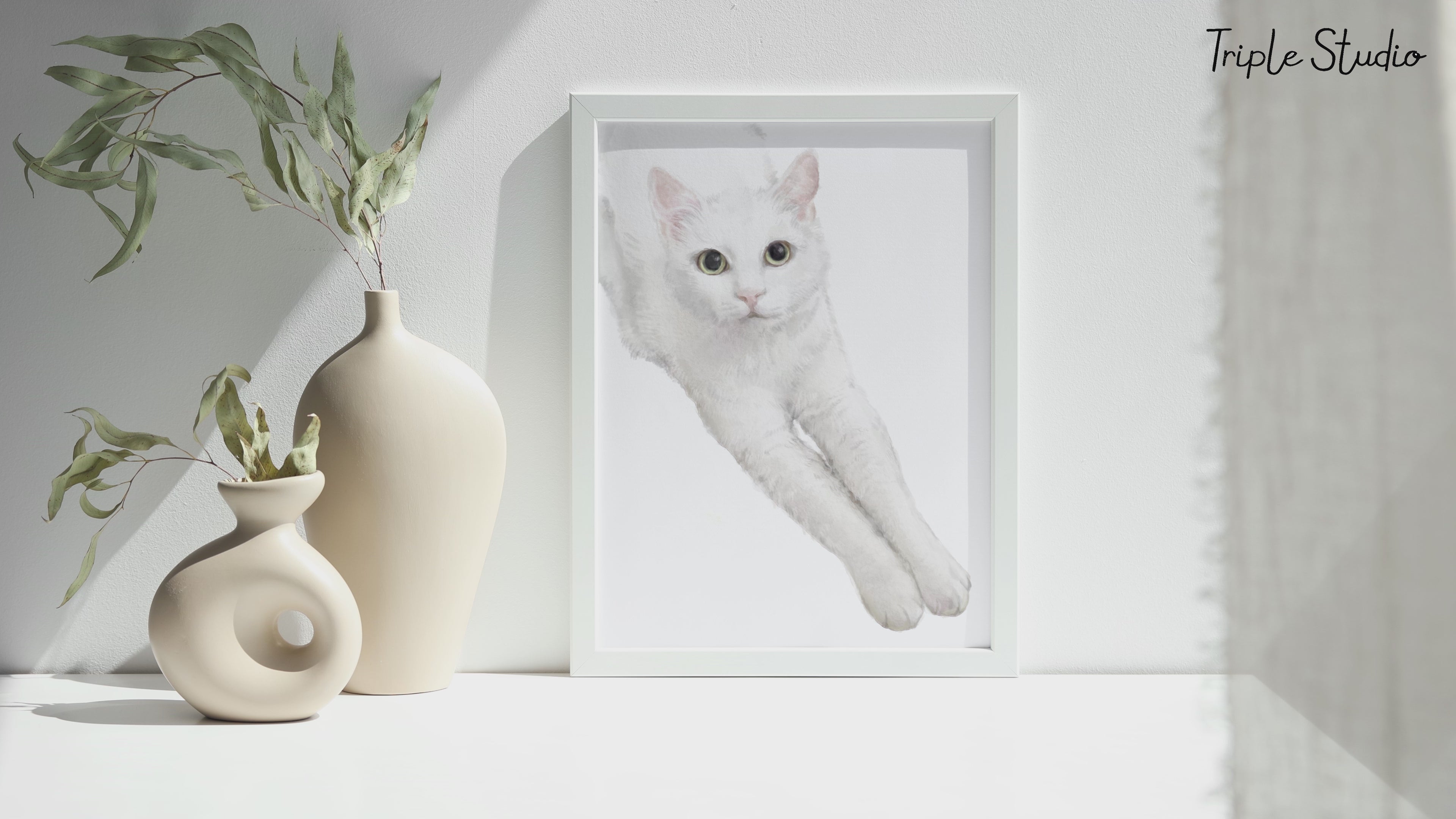 White Cat Art Print