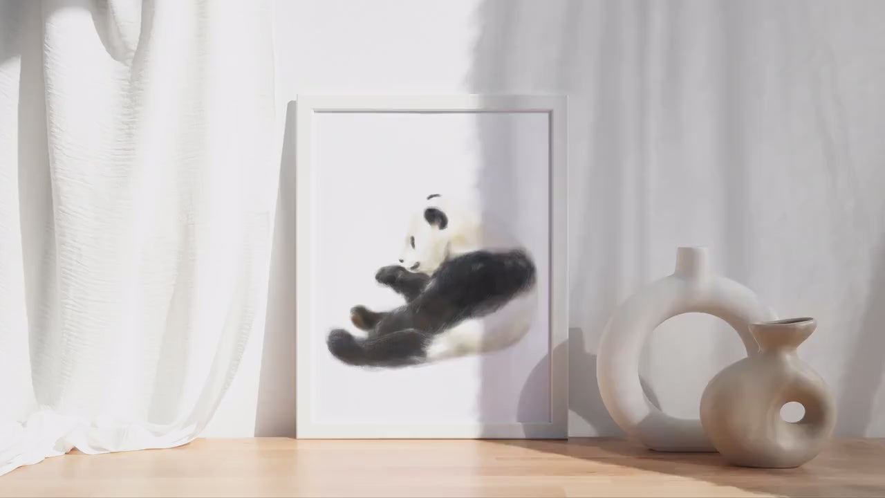 Panda Nursery Watercolor Painting, Baby Panda, Safari Zoo Art Print, Animal Wall Art, Nursery Print, Signed by Artist