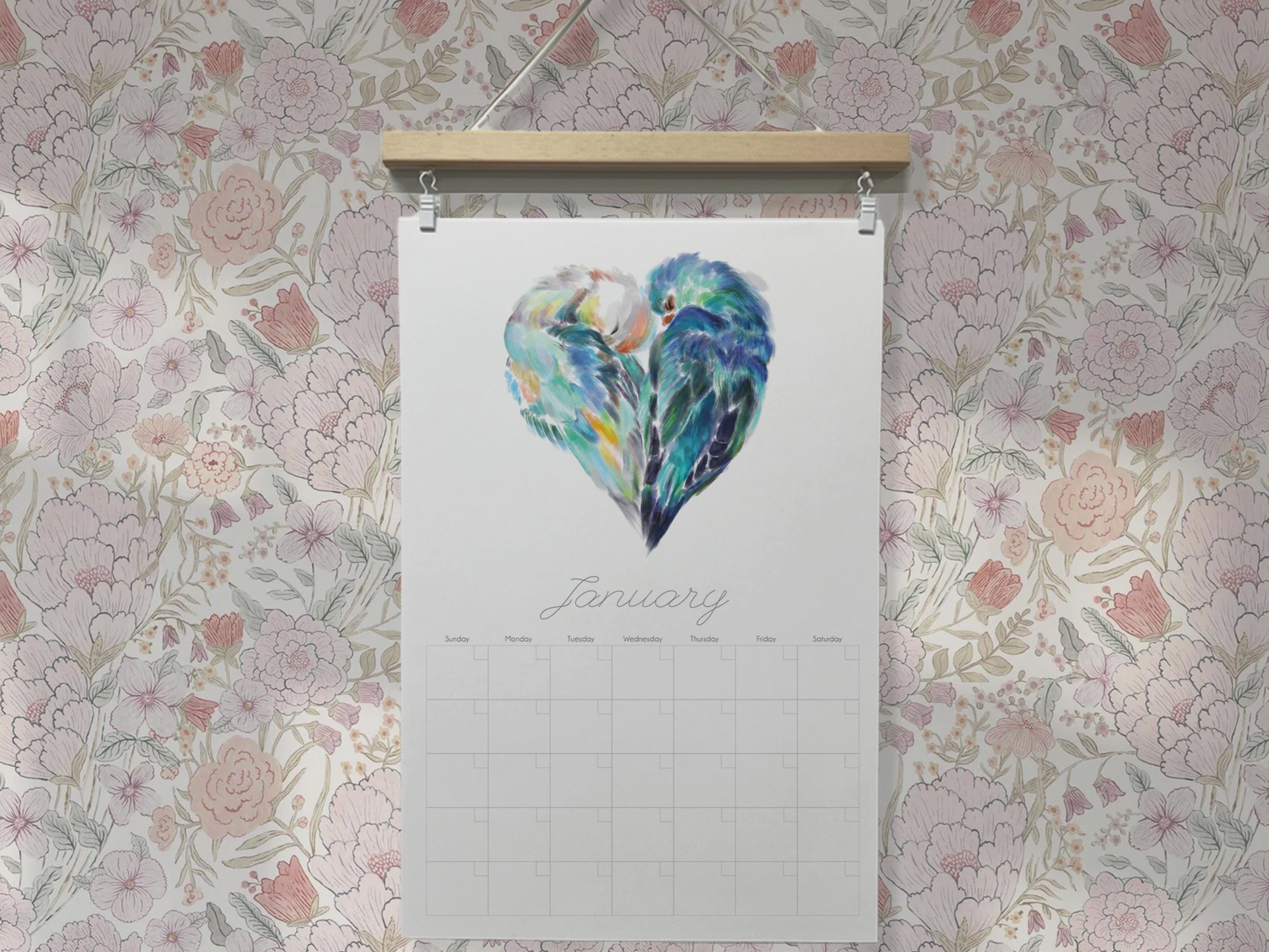 DATELESS Extra Large Wall Calendar with Magnetic Poster Hanger - Dear Love
