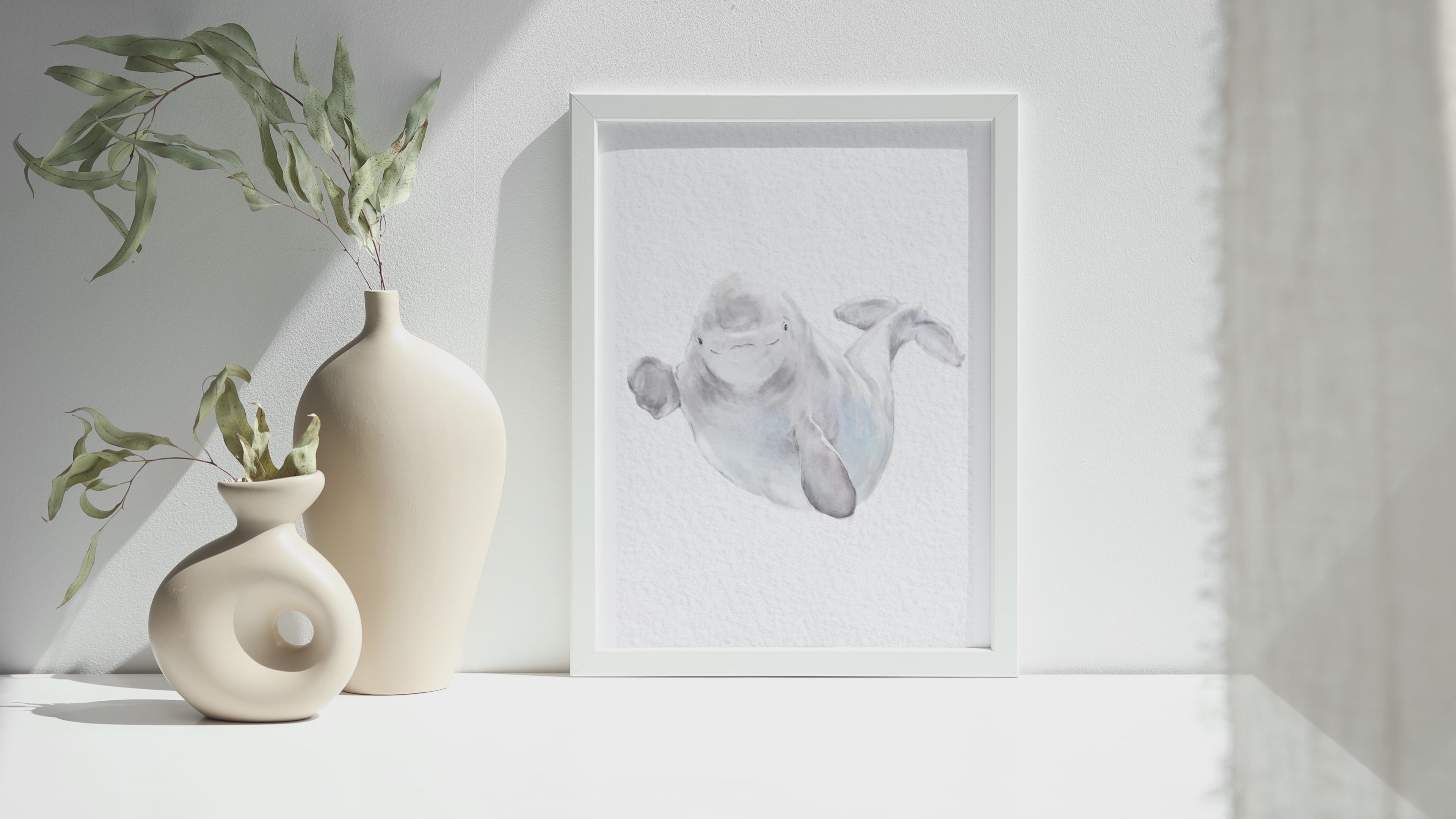 Baby Beluga Watercolor Art Print