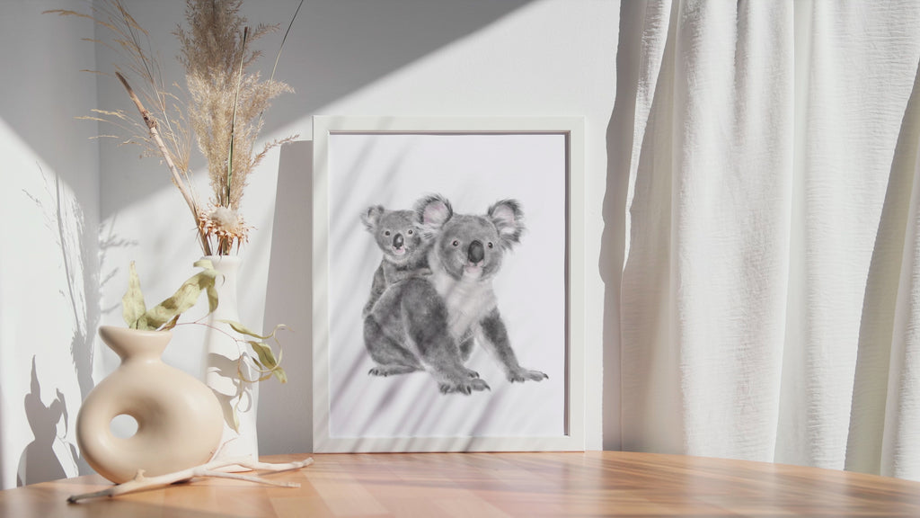 Baby Koala Joey and Mom Wall Art