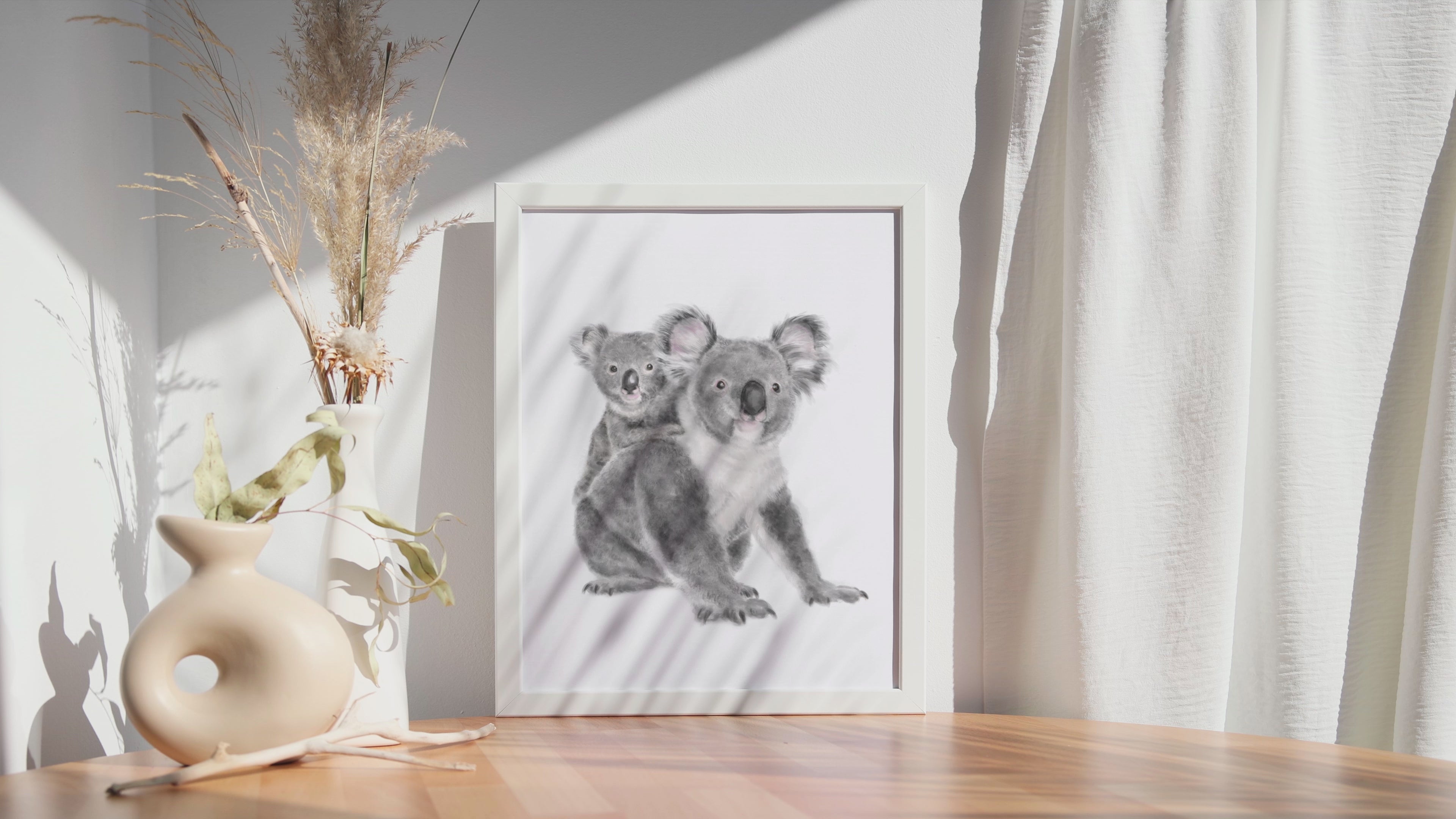 Baby Koala Joey and Mom Wall Art