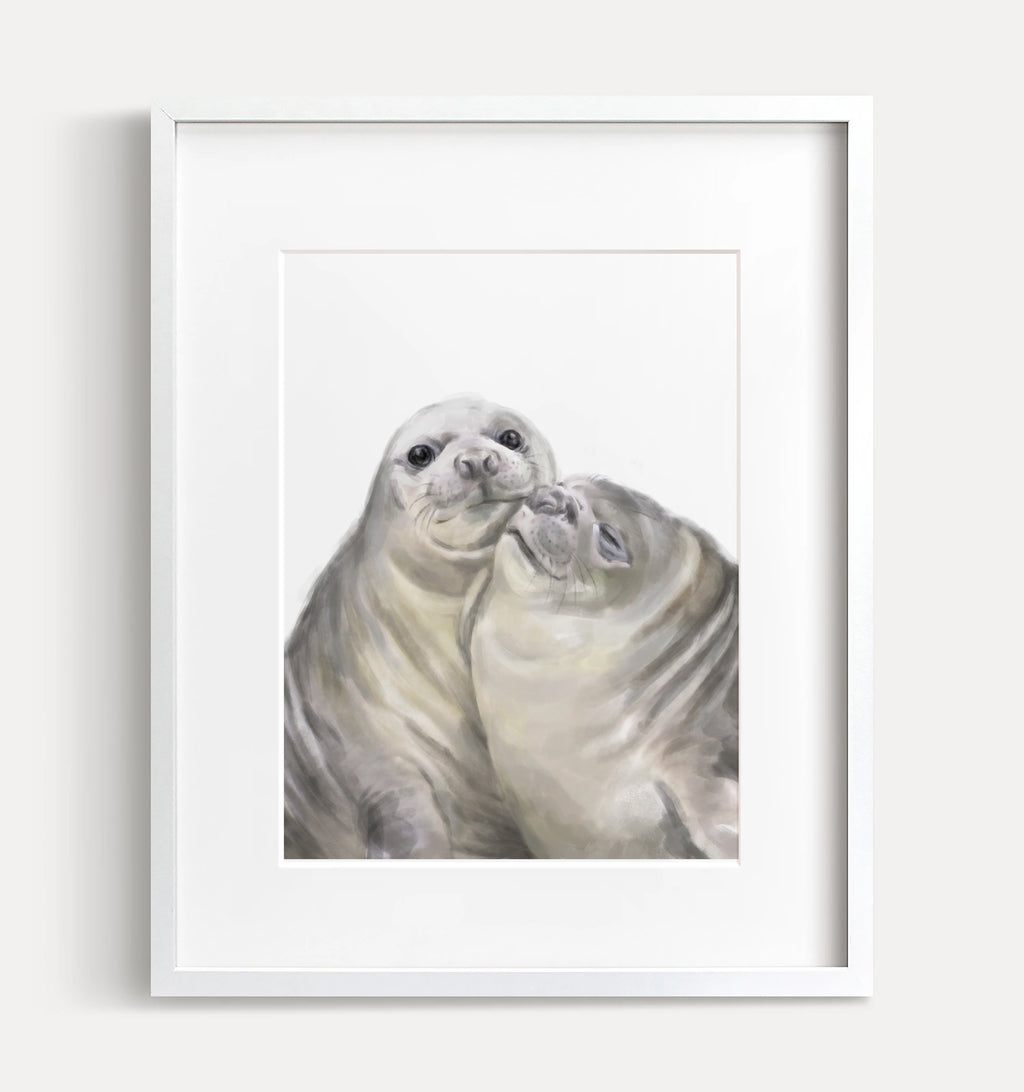 Seal with A Kiss Art Print:  Anniversary Gift for Animal Lovers