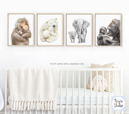 Baby Monkey and Mother Art Print