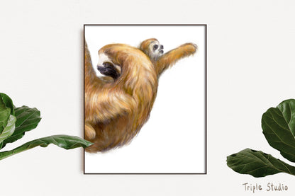 Baby Sloth and Mom Art Print