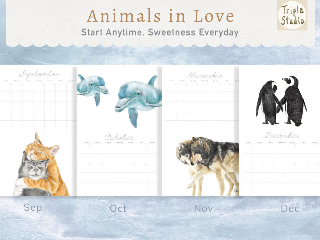 DATELESS Extra Large Wall Calendar with Magnetic Poster Hanger - Dear Love