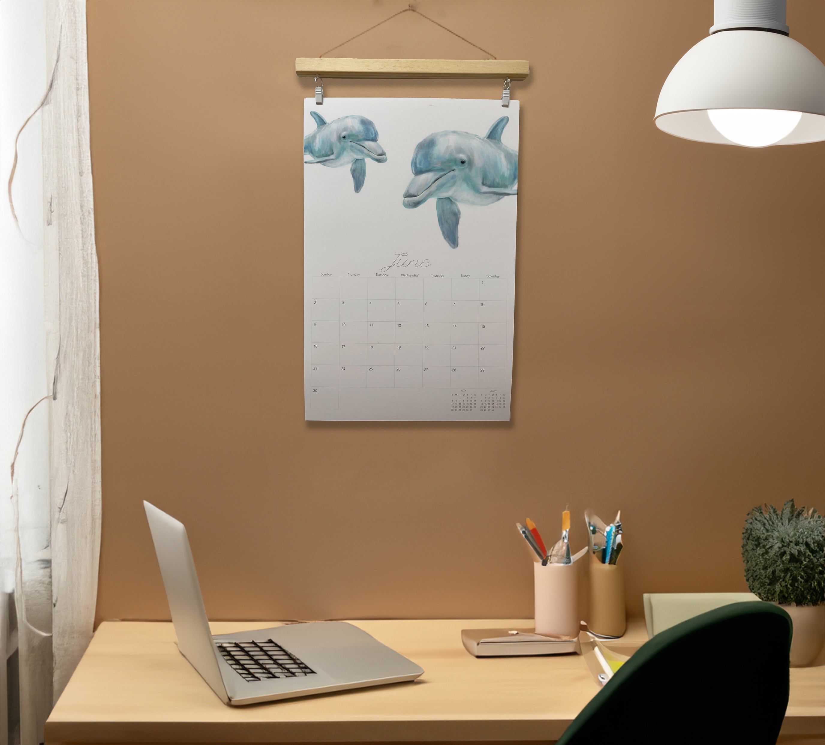 DATELESS Extra Large Wall Calendar with Magnetic Poster Hanger - OCEAN