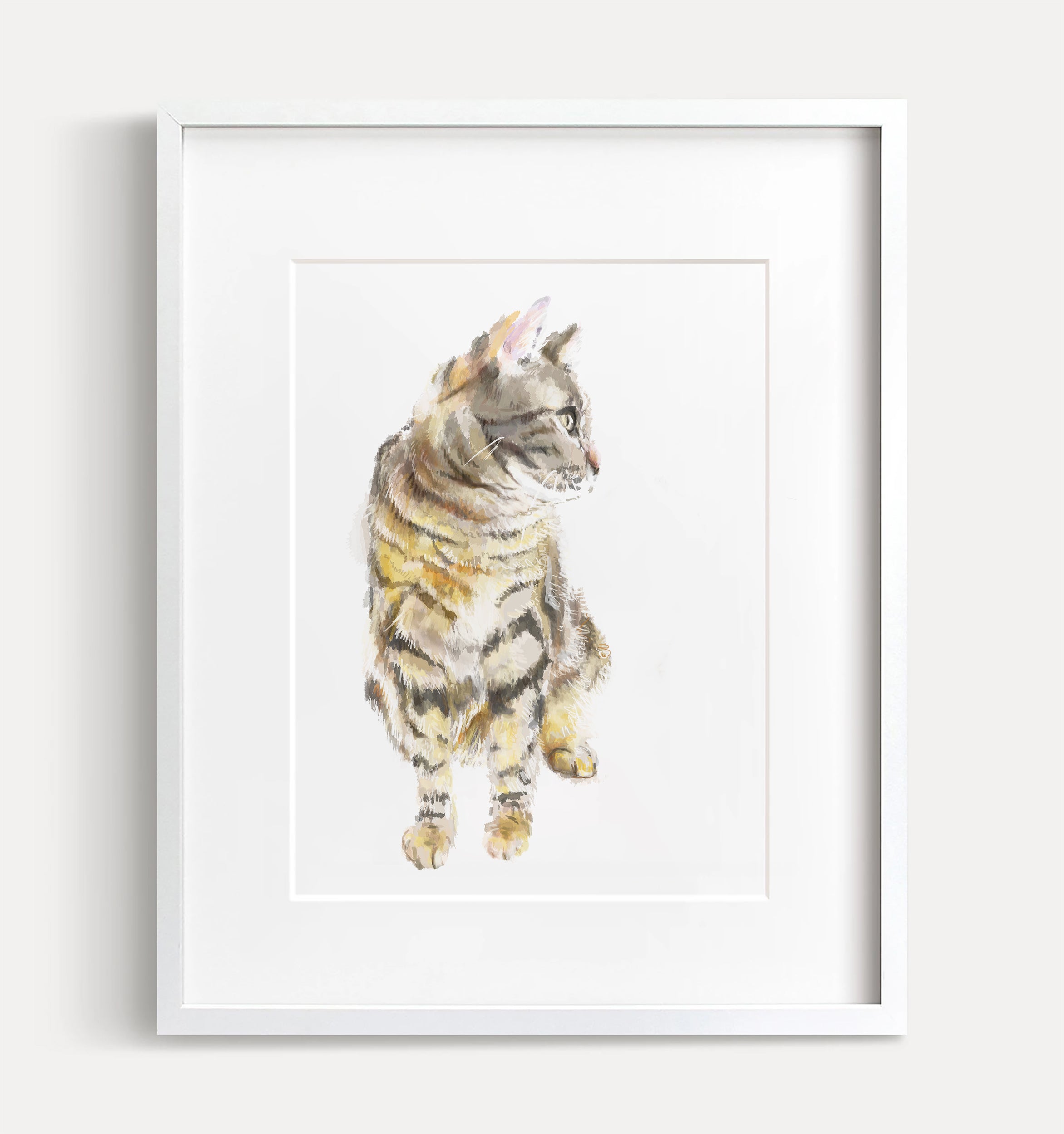 Gray Tabby Cat Art Print