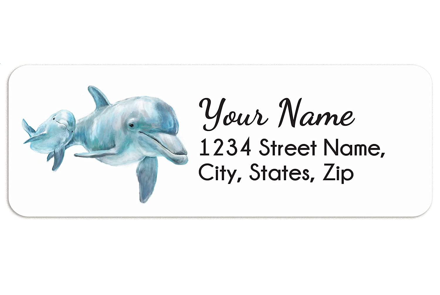 Dolphin Mom and Baby Personalized Address Label