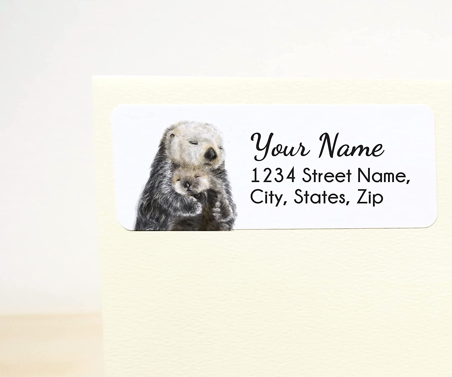 Sea Otter Mom and Cub Return Address Labels