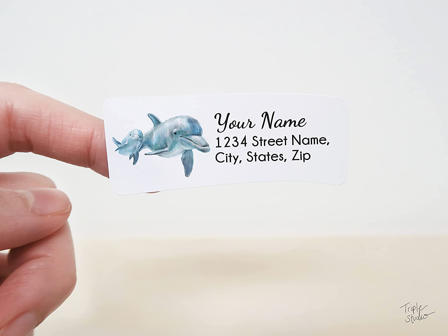 Dolphin Mom and Baby Personalized Address Label