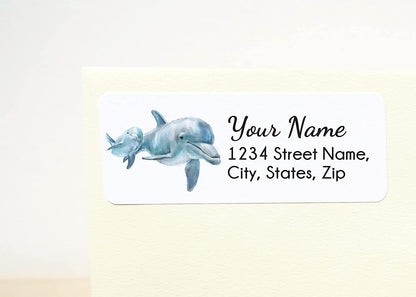 Dolphin Mom and Baby Personalized Address Label