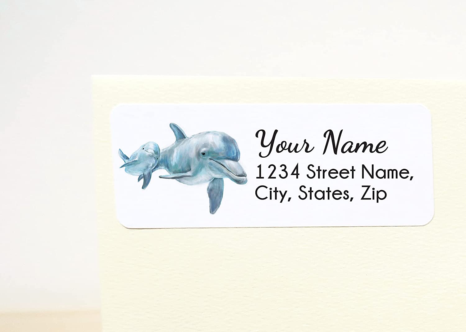 Dolphin Mom and Baby Personalized Address Label