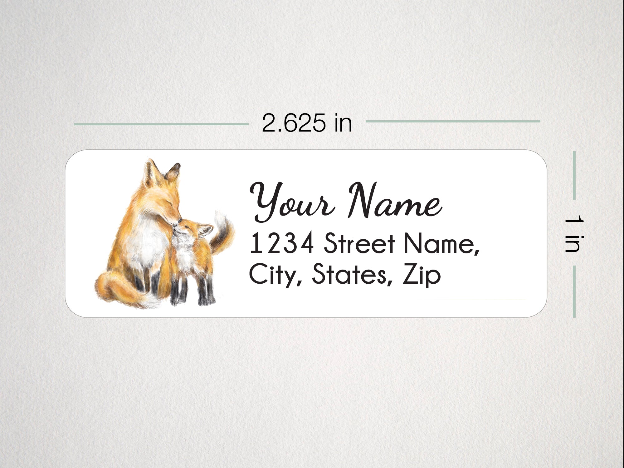 Fox Mom and Cub Personalized Address Label