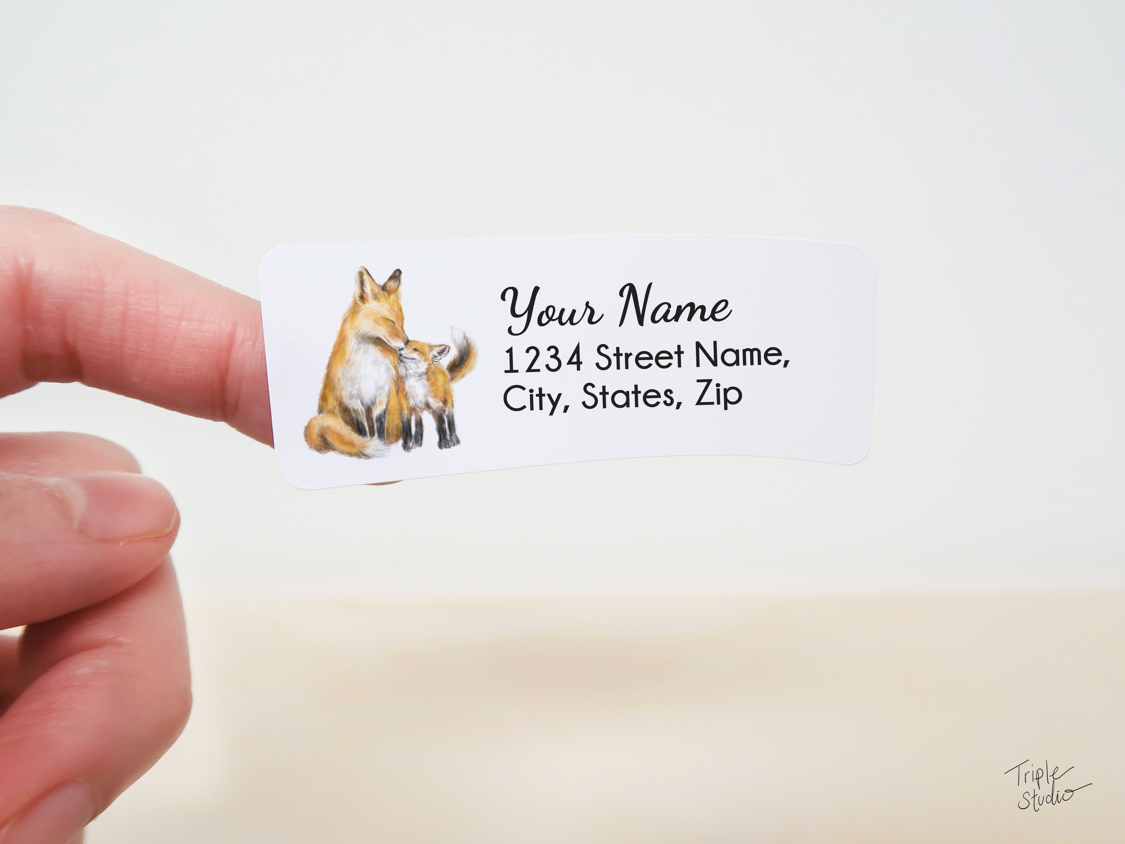 Fox Mom and Cub Personalized Address Label