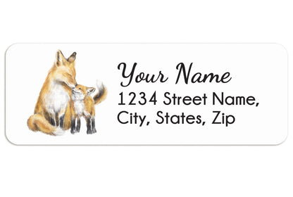 Fox Mom and Cub Personalized Address Label