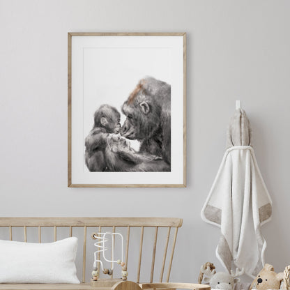 Baby Gorilla and Mom Art Print