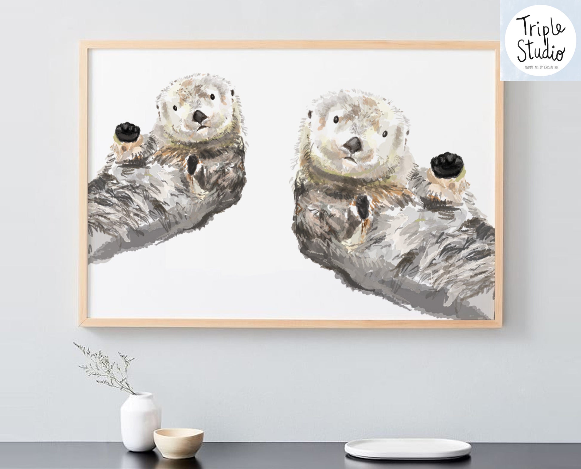 Sea Otters Art Print