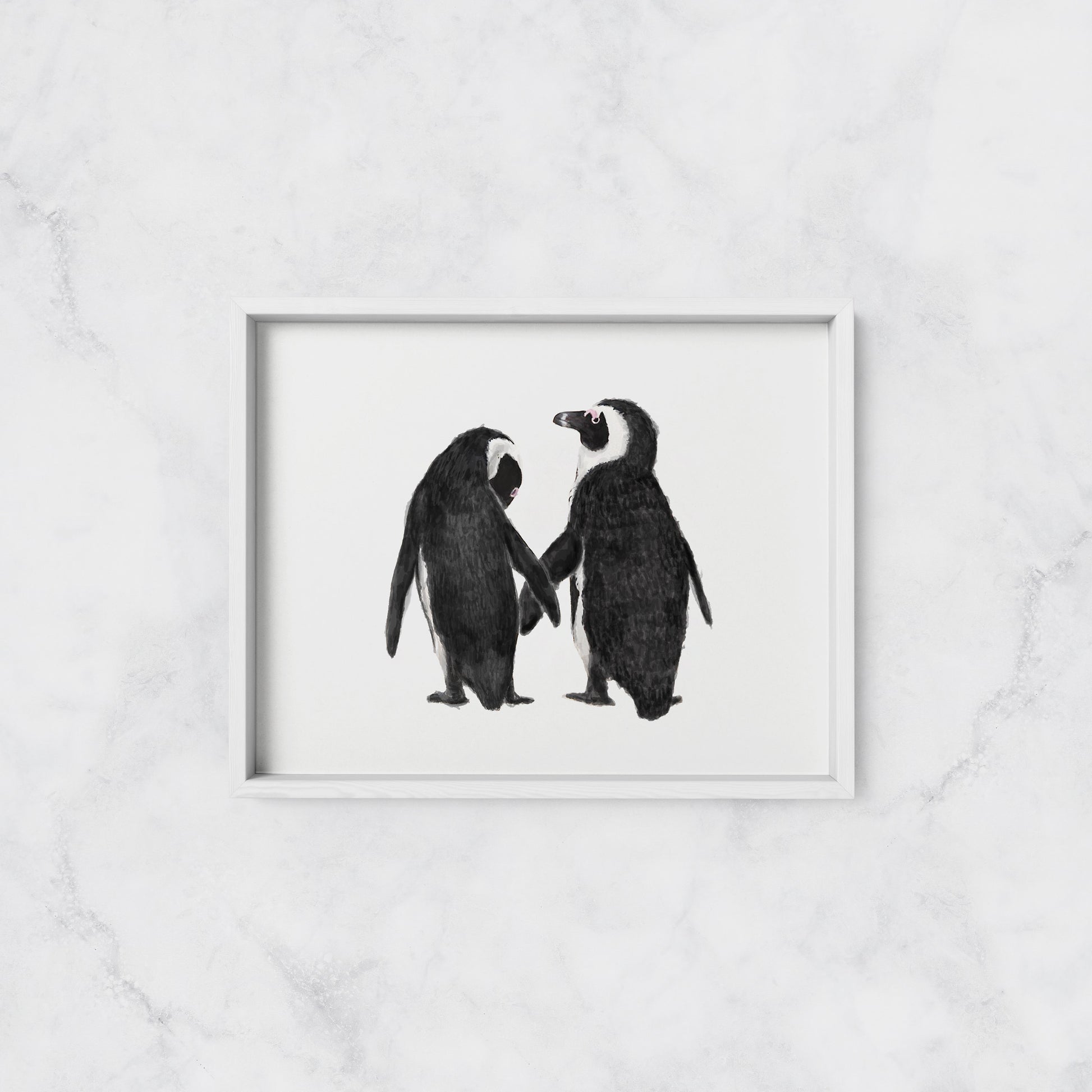 Penguins in Love Art Print