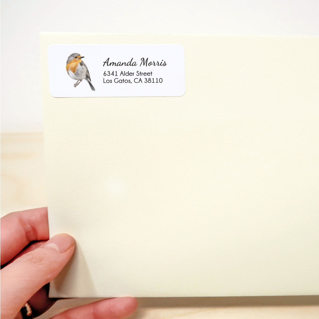 Rebin Label Return Address Labels - 120 Pcs, Personalized Robin Bird Watercolor Art ...